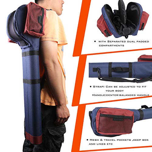 M MAXIMUMCATCH Maxcatch Fly Fishing Rod Case with Reel Pouch, Complete Rod Protection Bag, Single and Dual Rod Tube with Shoulder Strap - style: Dual Rod Case--for 9' 4sec Fly Rod