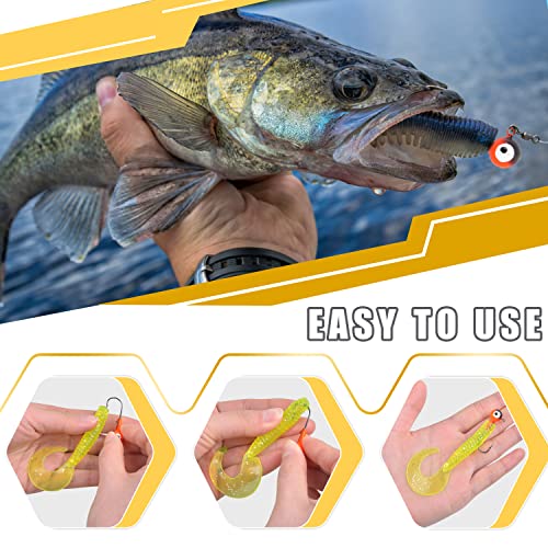 Fishing Jig Head Hooks Kit, Round Ball Crappie Jig Heads Lures Assorted Painted Fishing Lures Jig Heads for Walleye Bass Saltwater Freshwater Fishing 50/69/70pcs - style: 50pcs Kit