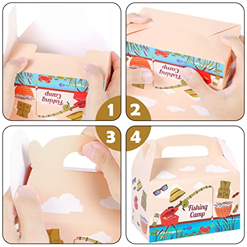 iPartyFun Fishing Birthday Party Supplies Fishing Party Gift Treat Boxes for Gone Fishing Theme Baby Shower Supplies Set of 12