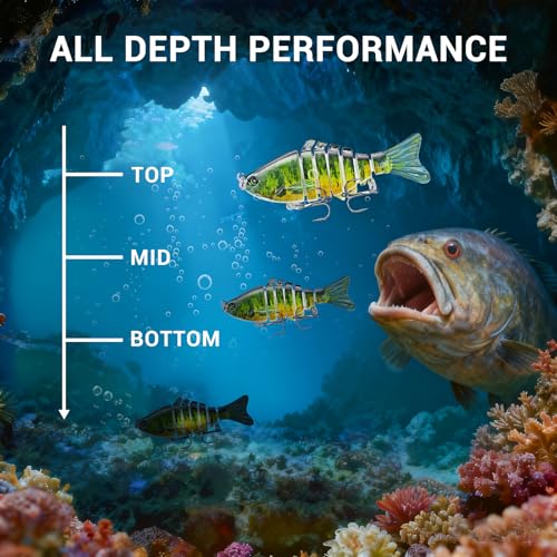 Keenjorika Fishing Lures Multi Jointed Fish Fishing Kits, Slow-Sinking Lifelike Segmented Swimbait Crankbaits, Realistic Swimming Action for Bass, Trout, Pike & Walleye, Freshwater and Saltwater - color: 5 Pack-Style 1