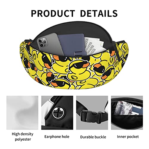 Funny Duck with Glasses Fanny Pack Crossbody Waist Bag Pack for Men Women. Belt Bag for Travel Walking Running Hiking Fishing. - color: Funny Duck With Glasses