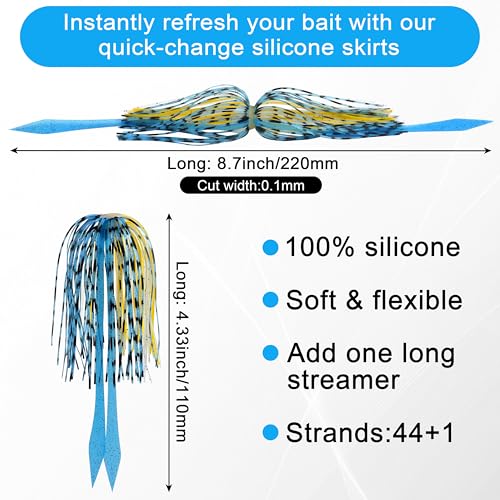Silicone Jig Skirts Replacement Spinnerbait Skirts Fishing Lure Skirt Quick Change Umbrella Skirt for Spinnerbaits Buzzbaits Bass Fishing Jig Lure Making Supplies, 10/20pcs - color: 20 Packs