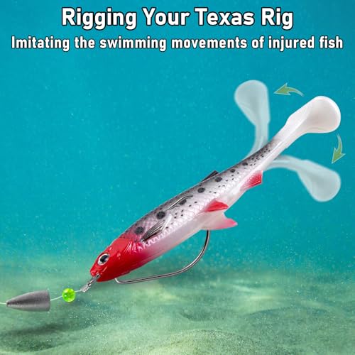 Alwonder 2-Pack Fishing Swimbait Soft Plastic Lures Saltwater, 6.1IN Texas Rig Paddle Tail Swim Baits Freshwater, Sinking Paddle Tail Soft Lure Bait for Pike Musky Bass Tarpon Halibut Mackerel Grouper - color: Black and White