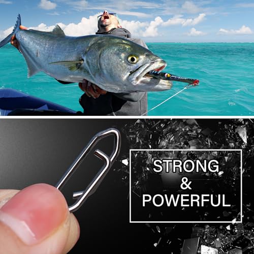 Atibin Stainless Lock Snaps Swivel Steel Saltwater Connector Fishing Snap Line High Strength Fishing Clip Power Lure Connector - color: Black, size: Size00 (42lb) 50 pcs