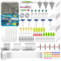 150pcs Ocean Saltwater Fishing Lures Surf Tackle Kit Fish Finder Rigs Bucktail Jig Pompano Float Pyramid Sinker Disc Weight Wire Leader Accessories