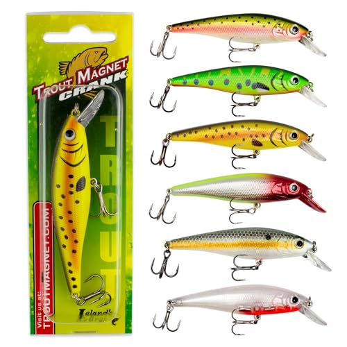 Trout Magnet Trout Crank Top Water Fishing Bait, Runs 2-4 Feet Depth with Small Rattles for High Effectiveness, Great Fishing Lure for Freshwater - color: Hawk, size: 3.5"