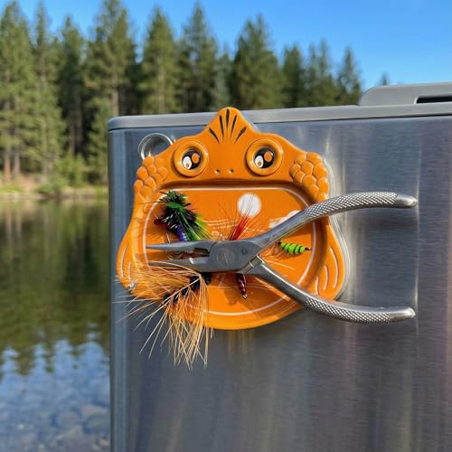 Fly Fishing Accessories Mini Compact Magnetic Fly Holder - Large Surface Fly Holder for Hooks, Nippers & Tools Secure Hold, No Drop (Orange/Blue) - color: ORANGE