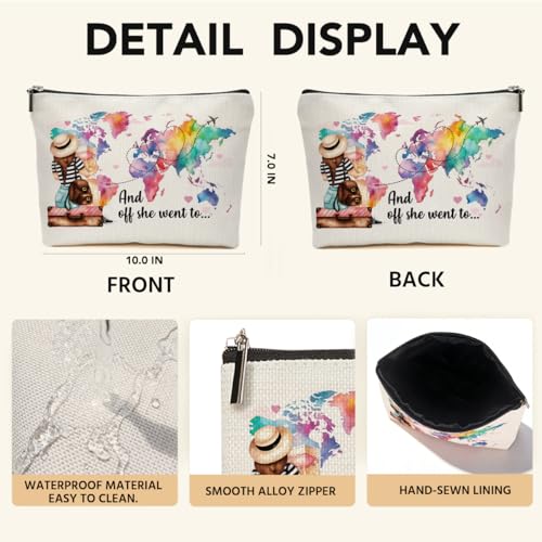 JIUWEIHU Watercolor World Map Makeup Bag, Travel Cosmetic Bags Travel Organizer Bag Makeup Pouch, Sister Birthday Christmas Travel Lover Gift for Mom Friend Colleague - color: Multicolor 0074