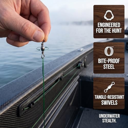MOBOREST 60PCS Fishing Leaders, Hi-Low Rig Fish Line Stainless Steel Wire Leader with Swivel Snap Assortment Fishing Gear Connect for Lures Bait Rig Hooks
