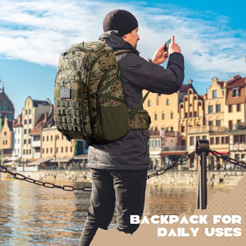Maelstrom Tactical Backpack for Men, Water Resistant 40L Military Bag | Molle System, 900d Polyester, Laptop Pocket, Load Compression, Tripod Straps, For Hunting, Travel, Hiking,Gym, Camping - color: D.camouflage Green