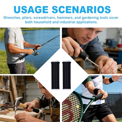 2 Pack Cold Shrink Handle Grip, Cold Shrink Handle Cover, Rubber Cold-Shrink Handle Wrap, Convenient Practical Silicone Bat Grip Tube for Fishing Rods, Rackets and Hand Tools (6.7 Inch)