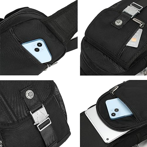 NICGID Sling Bag Chest Shoulder Backpack Crossbody Bags for Tablet Laptop Outdoor Hiking Men Women - color: Black-016