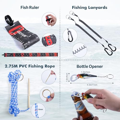 Goture Fishing Lures with Tackle Box and Fishing Tool Kit Set for Men Women, Include Fish plier, Braid Scissors, Fishing Gripper, Fish Ruler with Gift Box - color: Gift Boxed, size: Tools Set+66pcs Lure Kit (NO SCALE)