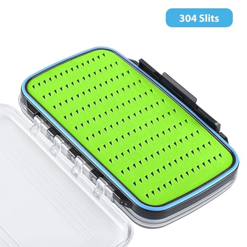 Gonex Fly Boxes for Fly Fishing Jig Boxes Two-Sided Waterproof Lightweight Fly Fishing Box Easy Grip Transparent Lid Fly Fishing Lures Box Sizes A+B+C, Green - color: Green, Black, Transparent, size: SizeA+SizeB+SizeC