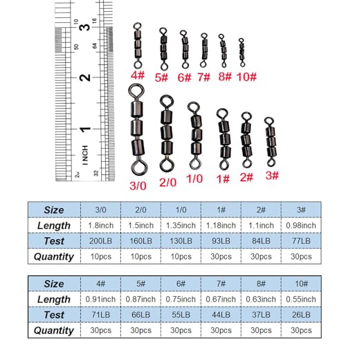 10-30pcs High Speed 3 Roller Swivels 3 Bead Rolling Chain Swivel Fishing Line Lure Connector 12 Sizes - size: 1#-30pcs