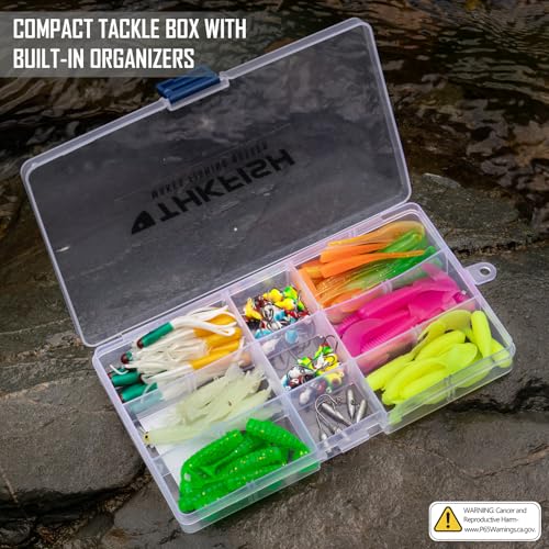 THKFISH Crappie Lures Jigs Heads Kit, 95pcs Soft Plastic Baits Fishing Lures and Tube Jigs Heads for Trout Panfish & Bass Fishing