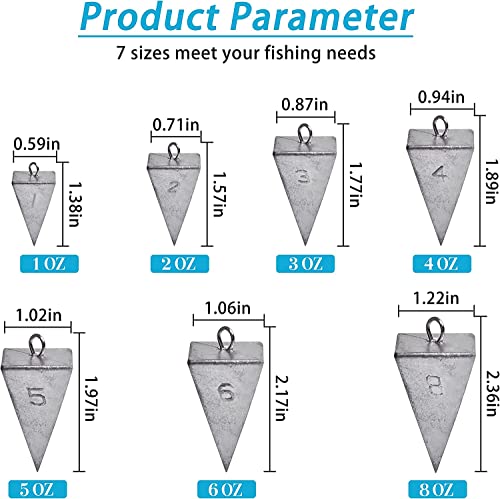 Pyramid Sinkers Fishing Weights Saltwater Pyramid Weights for Surf Fishing Gear Tackle 1oz 2oz 3oz 4oz 5oz 6oz 8oz - style: Mixed (4+5+6+8oz)kit, 4 Pack