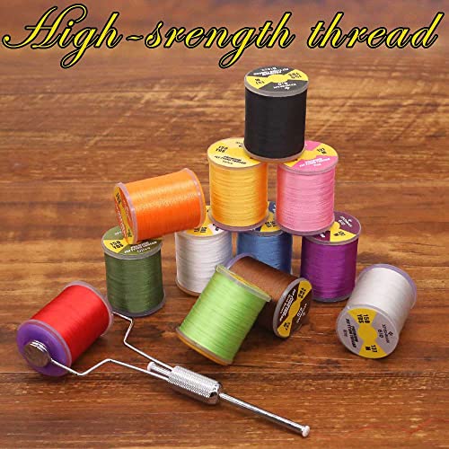 XFISHMAN Fly-Tying-Thread-Kit-6/0-3/0 Fly Tying Supplies Fly Fishing Materials Accessories - color: 6/0-12 Color Thread Kit