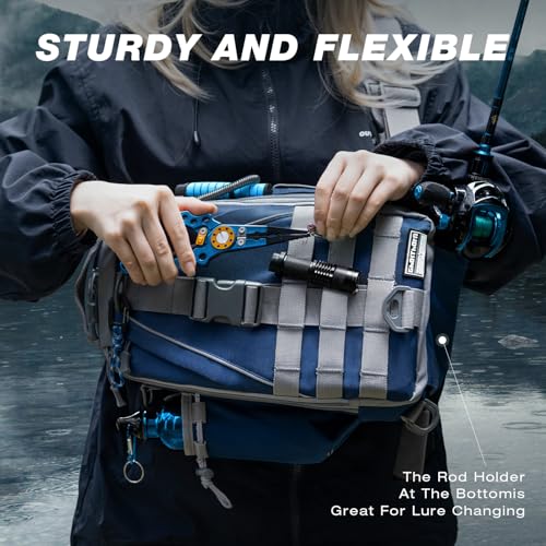Ghosthorn Fishing Backpack Waterproof Tackle Bag Sling Bag Gift - color: Blue, size: Standard