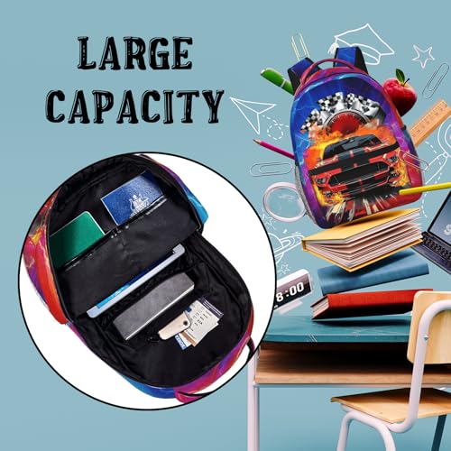 Kids Car Backpack for Boys Cool Car Print Schoolbag for Teenage Girls Kids Cute Children Lightweight Waterproof Adjustable Book Bag for Preschool Kindergarten Bookbags - color: Red Car 01