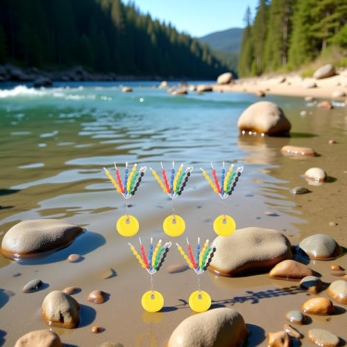 150Pcs/Set Yellow Rubber Fishing Bobber Stoppers,Colorful Fishing Tackle Space Beans Connectors Oval Float Stops Fishing Accessories Hunting and Fishing