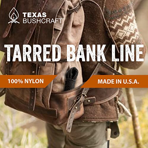 Texas Bushcraft Tarred Bank Line Twine - #36 Black Nylon String for Fishing, Camping and Outdoor Survival – Strong, Weather Resistant Bankline Cordage for Trotline - style: Twisted