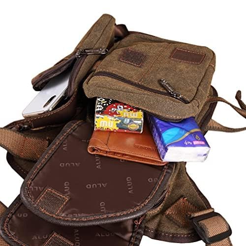 Canvas Drop Leg Bag Cycling Waist Pack for Men Outdoor Travel Sports Tactical Hiking Climbing Motorcycle Bike Fanny Pouch Casual Camping Sling Daypack Brown - color: #05Brown