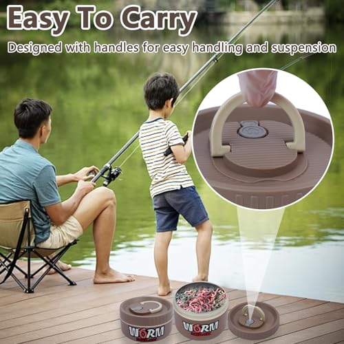 2Pcs Live Bait Storage,Fishing Bait Container, Stainless Steel Worm Storage Box, Nightcrawler Box, Bait Tank, Compact and Durable,Small and Portable, Keeps Bait Fresh and Alive - color: Khaki