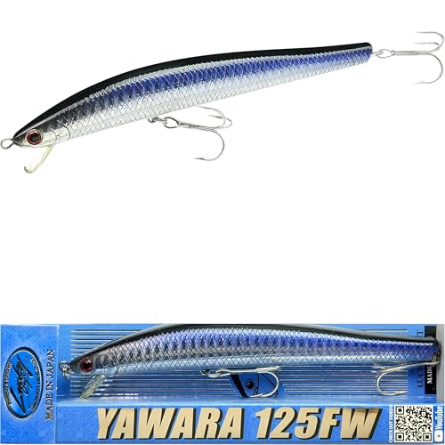 Lucky Craft FlashMinnow 125 YAWARA Saltwater Fishing Lure, Jerkbait for Halibut and Sea Bass, Long Casting Fishing Gear, Slow Sinking 5in 0.7oz, Tackle Box and Fish Accessories - color: 7635 KL Zebra Purple Anchovy, size: 125FW, style: With Scale