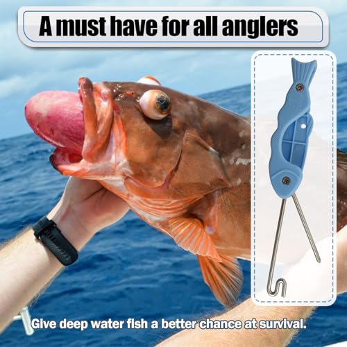 EUPHENG Fish Venting Tool with Fish Hook Remover, Safe & Convenient Dehooker Venting Device for Deep Sea Fish Release and Return - size: 2 PCS