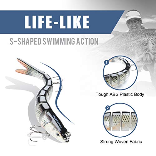 TRUSCEND Swimmax Easy Catch Fishing Lures with BKK Hooks, Wiggling, Vibrating, Rattling and Gurgling for More Bites, Heavy-Duty Dyneema Fiber Jointed Swimbaits for Bass, Trout, Crappie, Walleye, Pike - color: B-4",0.4oz