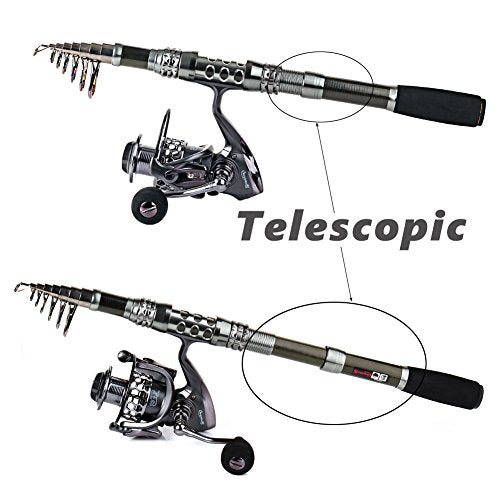 Sougayilang Telescopic Fishing Rod Reel Combos with Carbon Fiber Fishing Pole Spinning Reels and Fishing Accessories - color: Fishing Full Kit, size: 6.89 Ft Rod + XY 3000 Reel