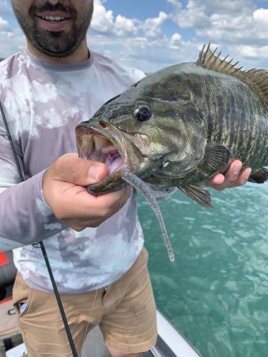 Drop Worm - 4" - Finesse Smallmouth Bass Fishing - Dropshot - Ultra Realistic - Matte Finish - Neutral Buoyant Soft Plastic - color: Frosted Shad