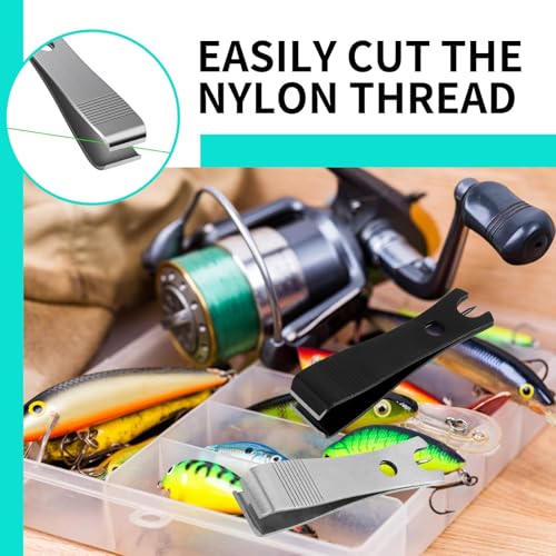 2 Pcs Fishing Line Clippers with Hook Eye Cleaner Pin and Keychain, Stainless Steel Nippers for Fly Fishing, Sturdy Cutting Tool Suitable for Tackle, Outdoor Use, and Anglers