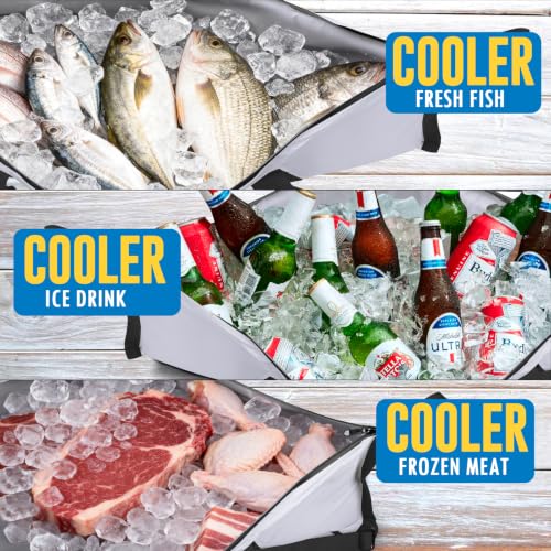 THKFISH Insulated Fish Cooler Bag, Fish Kill Bag for Caught Fish Ice Cold - color: White-Black, size: 48*18IN