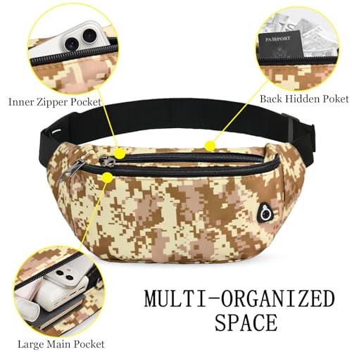 Fanny Pack for Women Men,Crossbody Fanny Pack Water Resistant Sports Waist Bag Pack, Belt Bag for Travel Hiking Running - color: 1pack-browndigital