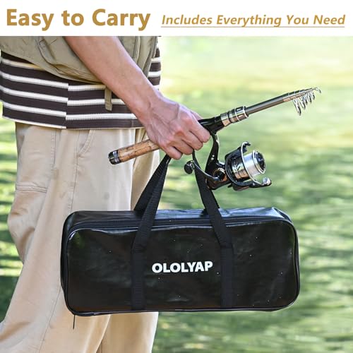 Fishing Pole Combo 2PCS Carbon Fiber Fishing Rod and Aluminum Reel Combos with Carrier Bag Sea Saltwater Freshwater Fishing Rod Reel Kit