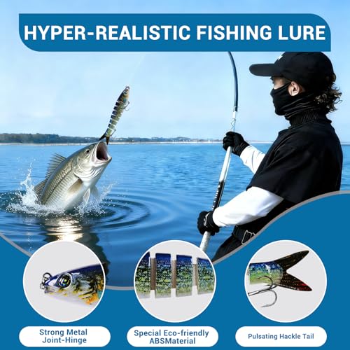 Keenjorika Fishing Lures Multi Jointed Fish Fishing Kits, Slow-Sinking Lifelike Segmented Swimbait Crankbaits, Realistic Swimming Action for Bass, Trout, Pike & Walleye, Freshwater and Saltwater - color: 3 Pack-Style 5