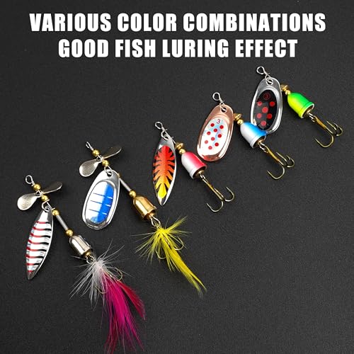 Spinnerbaits Rooster Bait Tail Fishing Lures Kit Inline Spinner Spoon Lures Bass Salmon Trout Hard Metal Spinner Baits for Saltwater Freshwater - style: 5pcs Spinnerbaits-c