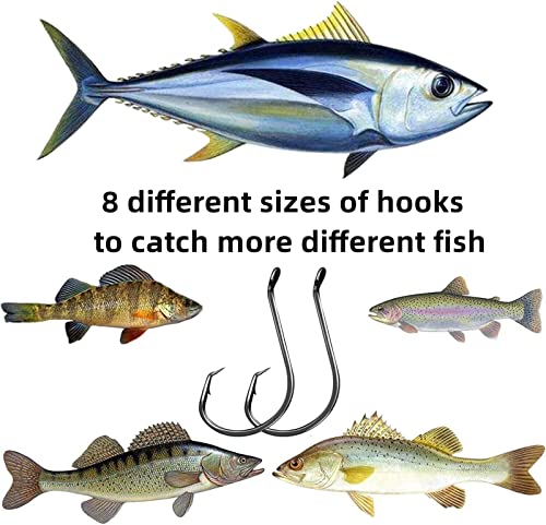 Circle Hooks Fishing Hooks 2X Strong 170PCS/Box|220PCS/Box Octopus Catfish Fish Bulk Fishing Hooks Set Saltwater Freshwater Gear Equipment#1 1/0 2/0 3/0 4/0 5/0 6/0 8/0 10/0 - color: BLACK-170PCS