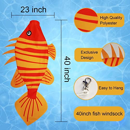 Red Fish Wind Sock | Durable Outdoor Windsock for Decoration and Fun - color: red