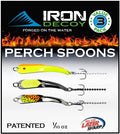IRON DECOY Spoon Fishing Lures 3-Pack, Multi-Species Metal Spoons for Trout, Walleye, Bass, Salmon, Pike, Ice Fishing & Trolling, Vibrating Spoon Lure Kit - color: Perch, 1/10 oz