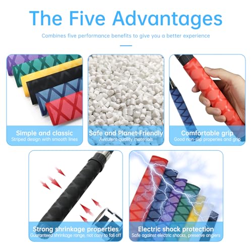 Fishing Rod Handle Grip Pole Wrap X-Tube Heat Shrink Tubing Non-Slip Insulated Abrasion Sleeve-Length:39" Diameter:25/32" (Blue) - color: Blue, size: Diamter:20mm"(25/32 inch)