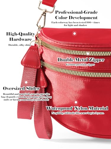 Pure Colour Crossbody Bag Bum Bag for Women,Spacious Purse Fanny Packs Belt Bag,Oversized Bum Bag (Colour Bum Bag-Red) - color: Colour Bum Bag-Red