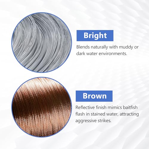 Eupheng Bite Protection Single Strand Stainless Steel Leader Wire, 30lb-150lb, Bright or Brown Finish Fishing Leader Making Wire for Toothy Fish - color: Bright, size: 45lb*33ft(2PCS)