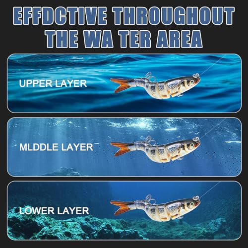 Fishing Lures for Bass Trout Topwater Multi Jointed Swimbaits Slow Sinking Bionic Swimming Lures Bass Freshwater Saltwater Bass Lifelike Fishing Lures Kit - color: Combo Q