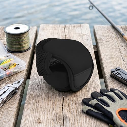Baitcast Reels Cover Case, Elastic Nylon & Neoprene Materials Breathable Baitcasting Reel Protector Soft Protective Cover Bag for Fishing Wheels - color: Black