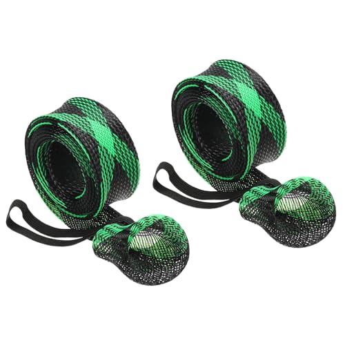PATIKIL Rod Sock, Fishing Rod Sleeve Cover Braided Mesh Pole Protector Gloves Fishing Tools Pointed End for Spinning Fishing Rod Fly Rod Ice Rod Casting Rod - color: Black Green, size: 75 Inch