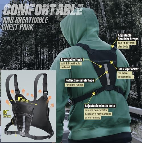 RXW Outdoor Sport Chest Rig for Men Women, Running Vest Bag with Pack Holster, Chest Pack Built in Phone Holder for Cycling, Camping,Travel, Hiking, Workouts, EDC（White） - color: White