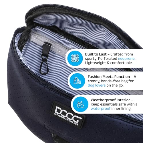 DOOG Neosport Dog Walking Fanny Pack - Waterproof Treat Pouch & Waste Bag Holder - Hands-Free Belt Bag for Training, Hiking & Outdoor Adventures - Navy - color: Navy Blue